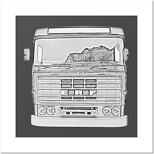 Vintage 1970s ERF B Series lorry monochrome photo Posters and Art